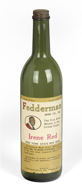 (BUSINESS.) Original bottle and advertisement from the Fedderman Wine Co., the first black winery in the United States.